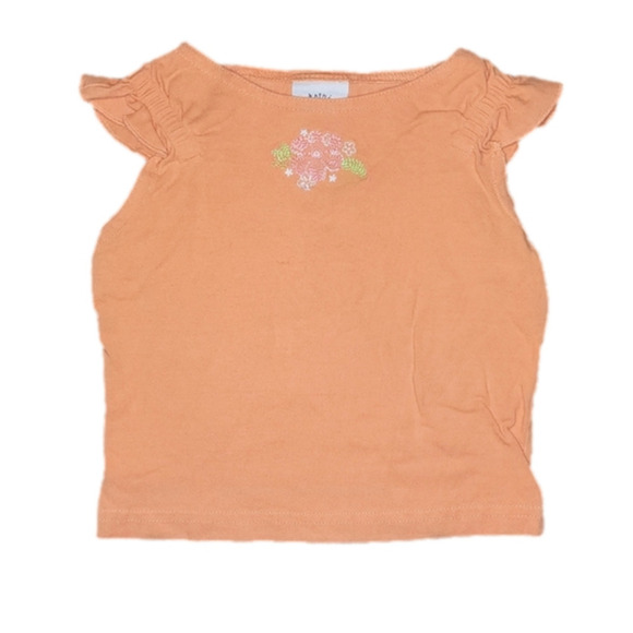 HEARTSTRINGS Orange Short Sleeve Tee with Flower Detail - Picture 1 of 4